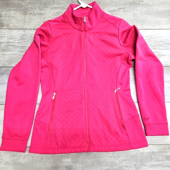 Nike Golf Tour Performance Therma-Fit Pink Jacket Womens Medium Full Zip Sporty - Picture 1 of 10
